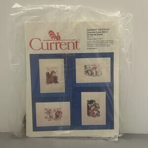 Current Critters Counted Cross Stitch Christmas Cards Kit Set of 4 Sz 5x7 VTG